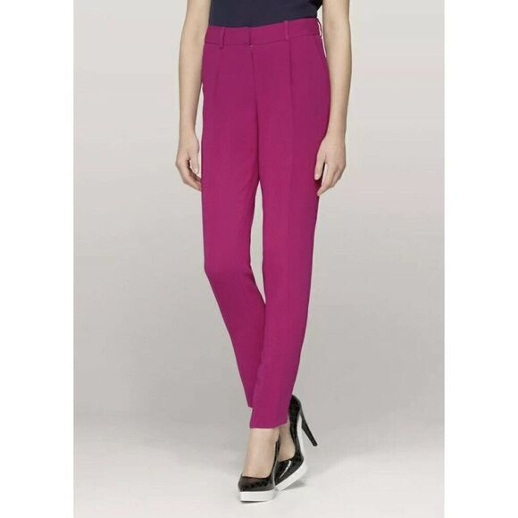 Diane von Furstenberg Women’s Jacques Cady Crepe Pants Sz 0 Fuchsia - Picture 1 of 9